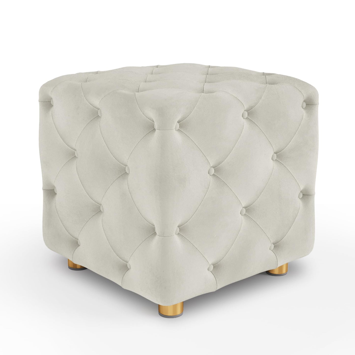 AWQM Small Velvet Ottoman, Modern Versatile Square Footstool with Metal Legs