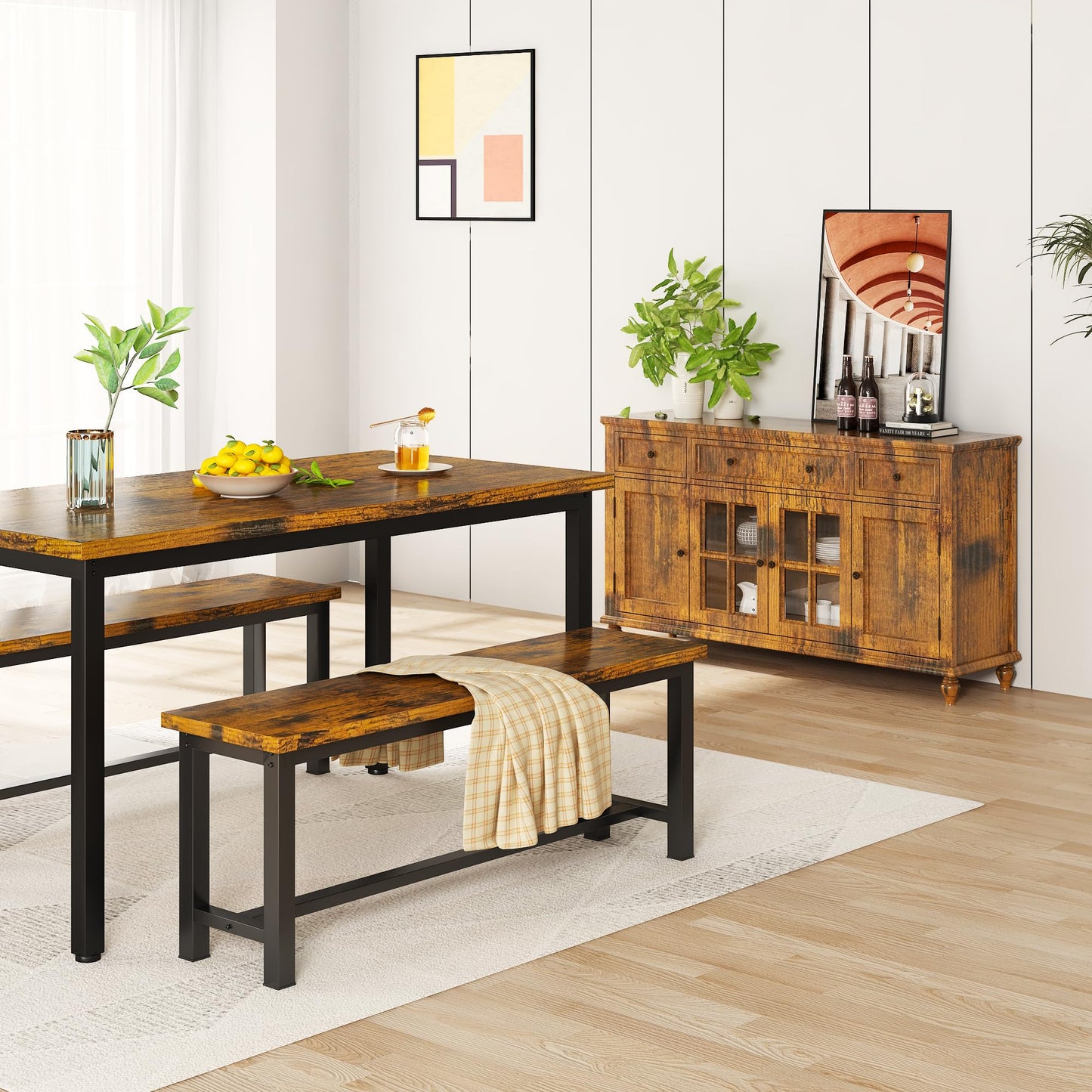 AWQM Kitchen Bench, Pair of 2 Dining Chairs
