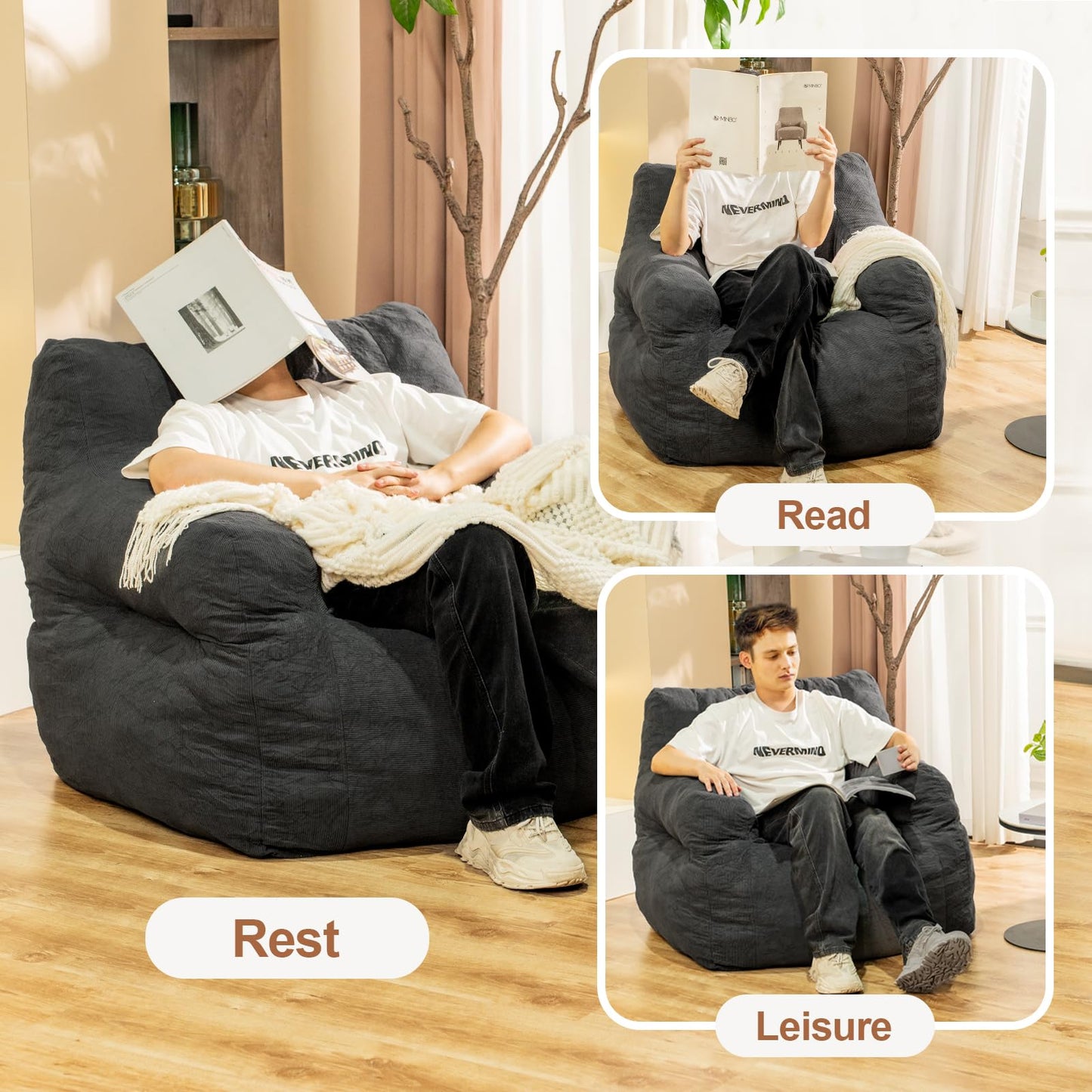 AWQM Bean Bag Chair Adult Bean Bag Sofa for Living Room Bedroom