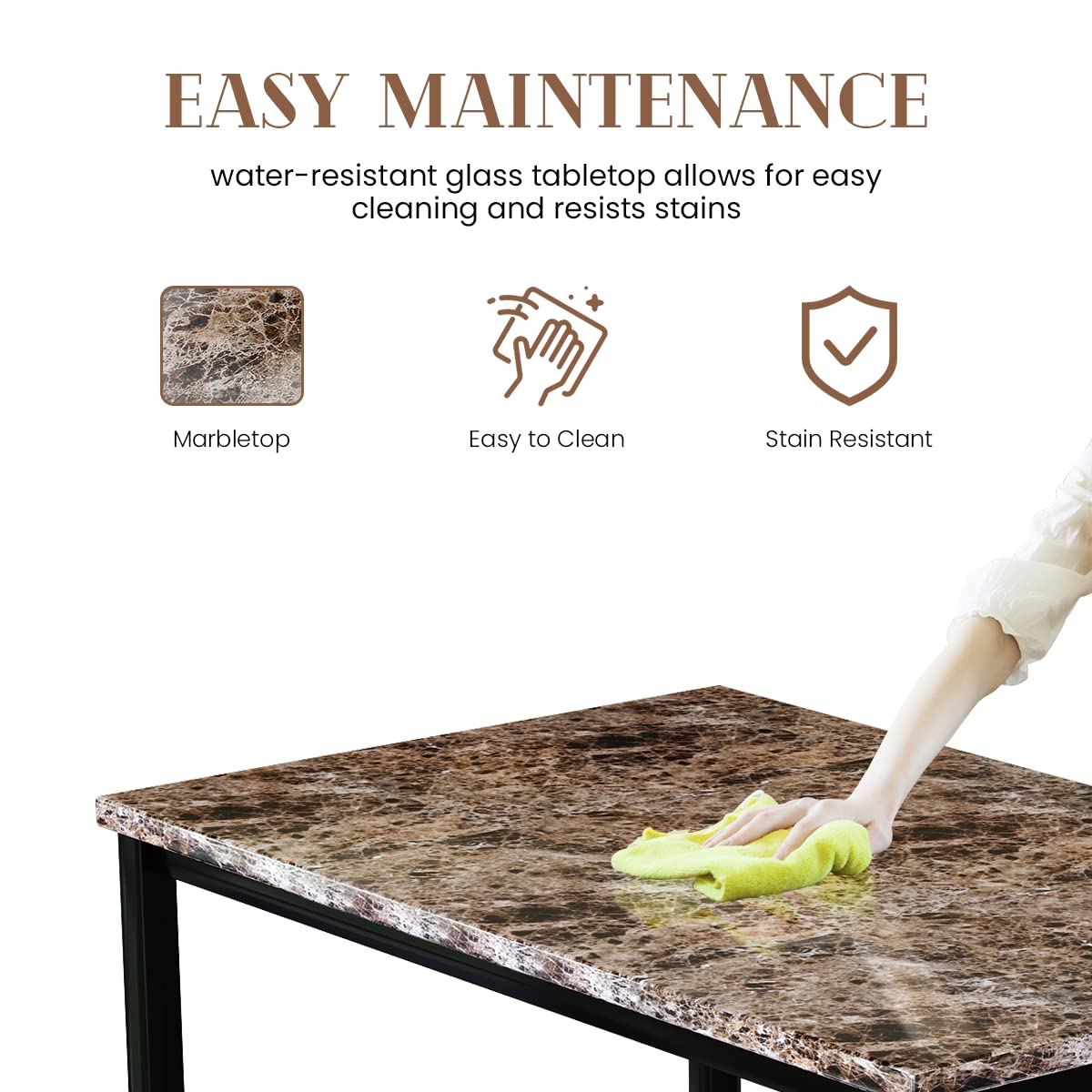 AWQM Modern Marble 4 Seater Dining Table and Chairs