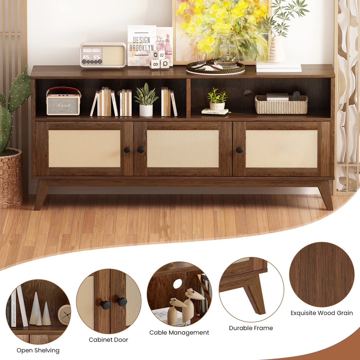 AWQM Mid-Century Modern TV Cabinet Living Room TV Cabinet