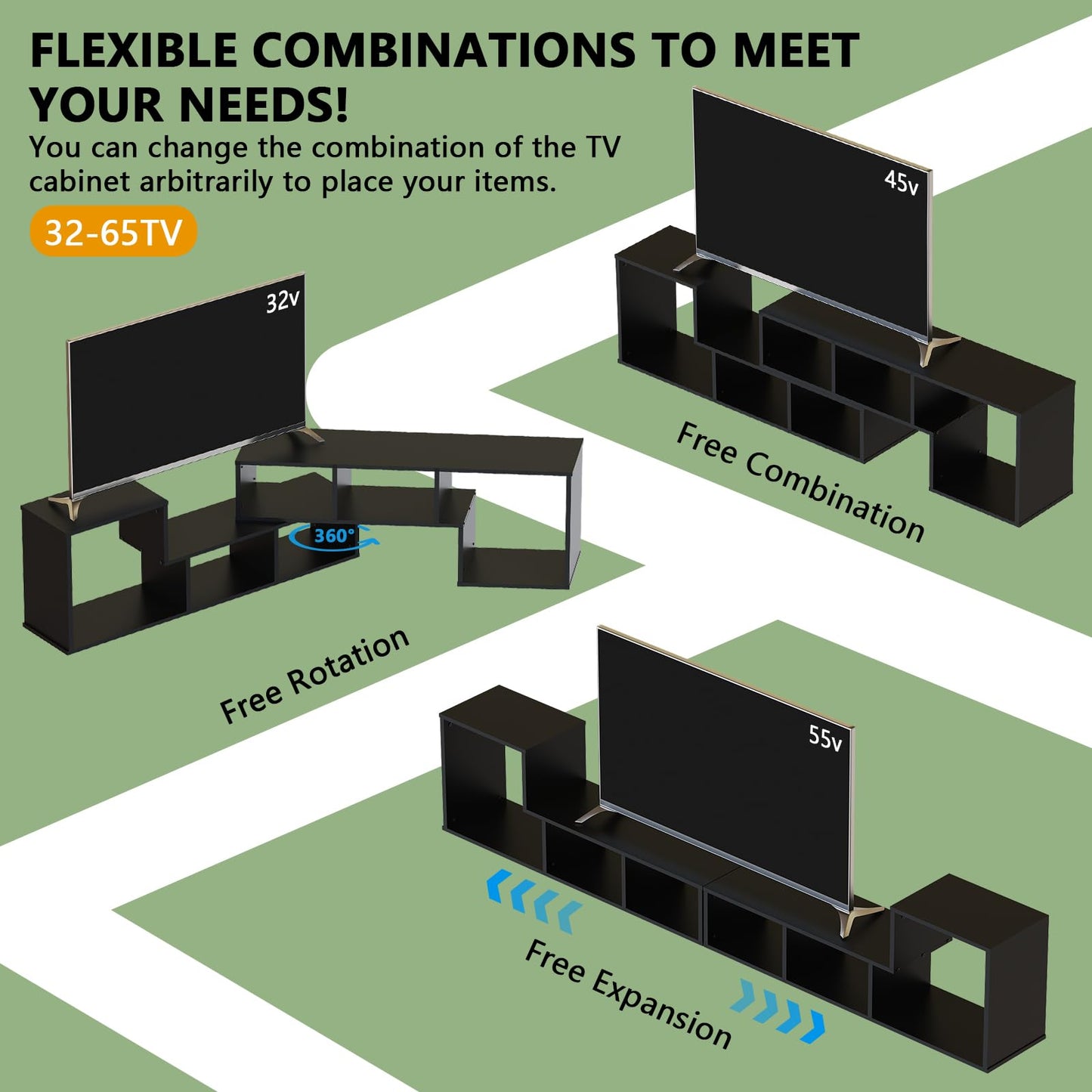AWQM TV cabinet base frame, 2 piece cube bookshelf freestanding tv cabinet base frame