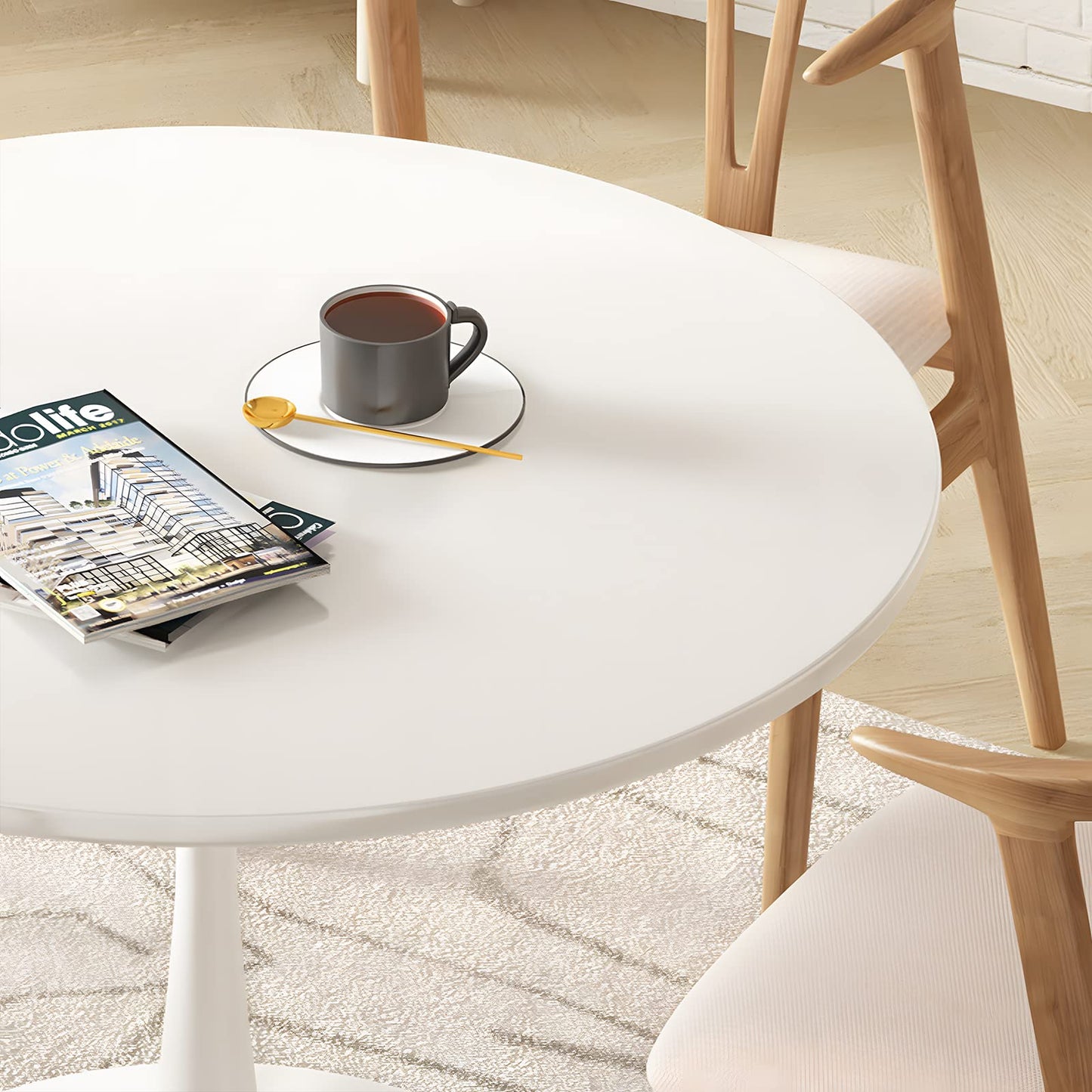 AWQM Round Dining Table, 31.5-Inch, Kitchen Table for 2-4 People