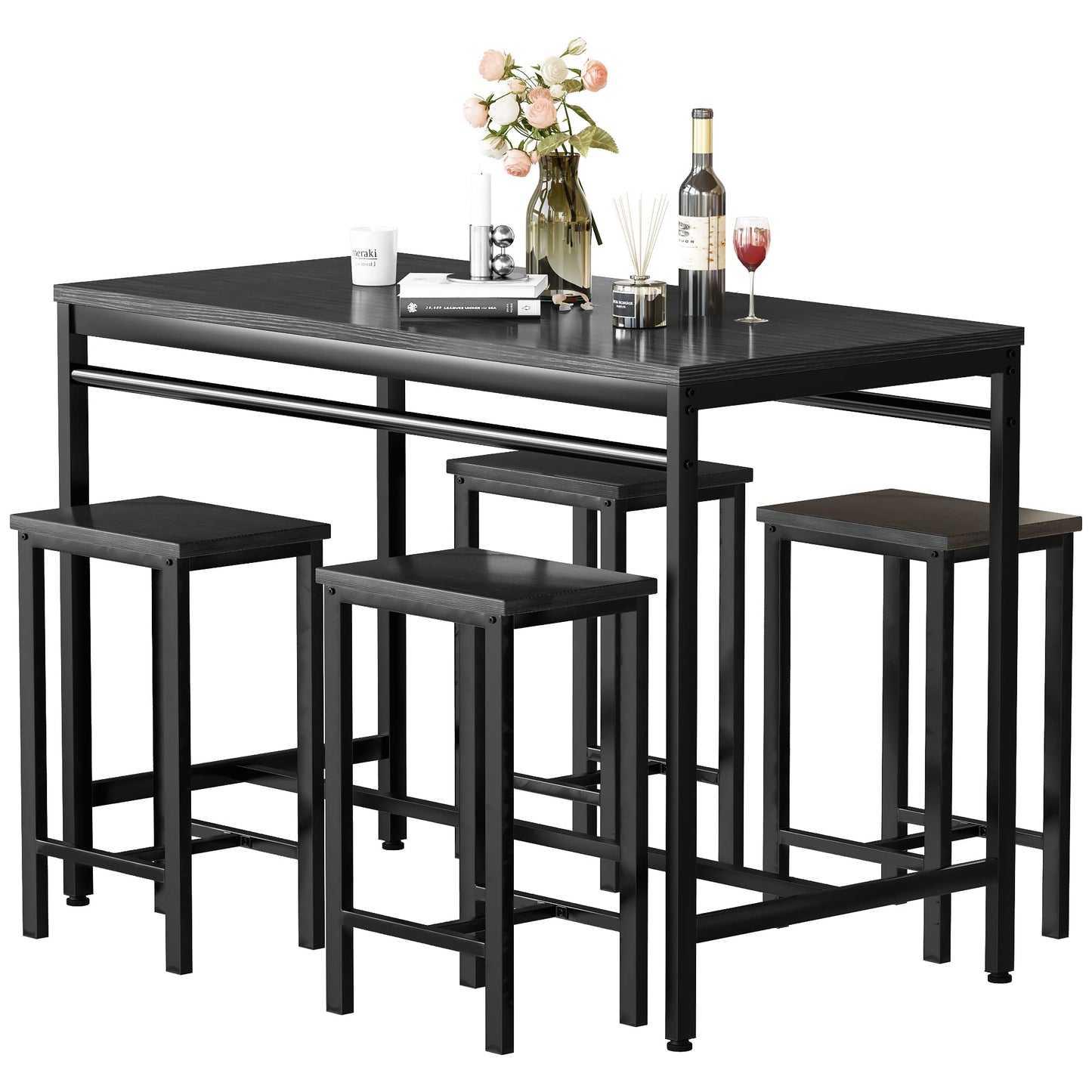 AWQM Modern Kitchen Industrial Dining Table and Chairs , Dining Table Set for 4