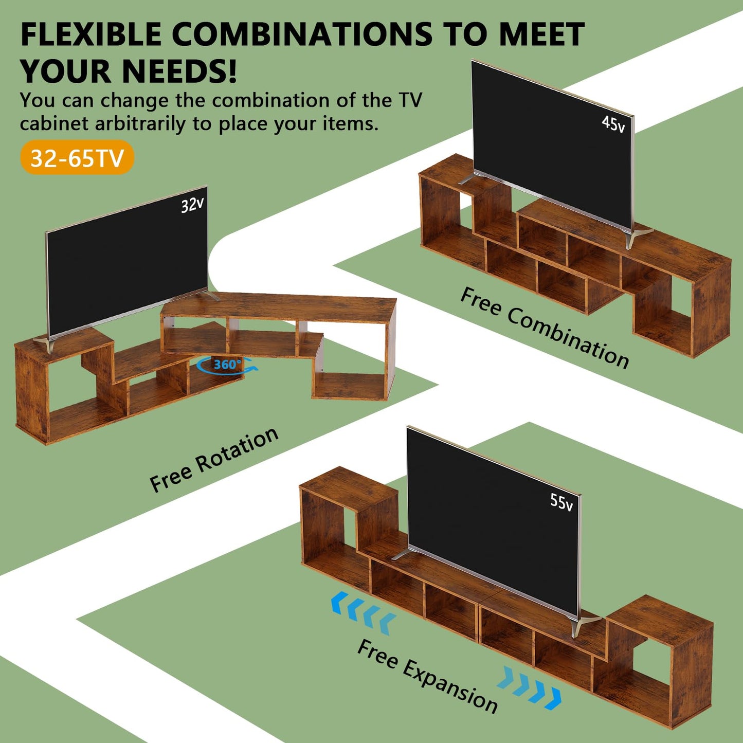 AWQM TV cabinet base frame, 2 piece cube bookshelf freestanding tv cabinet base frame