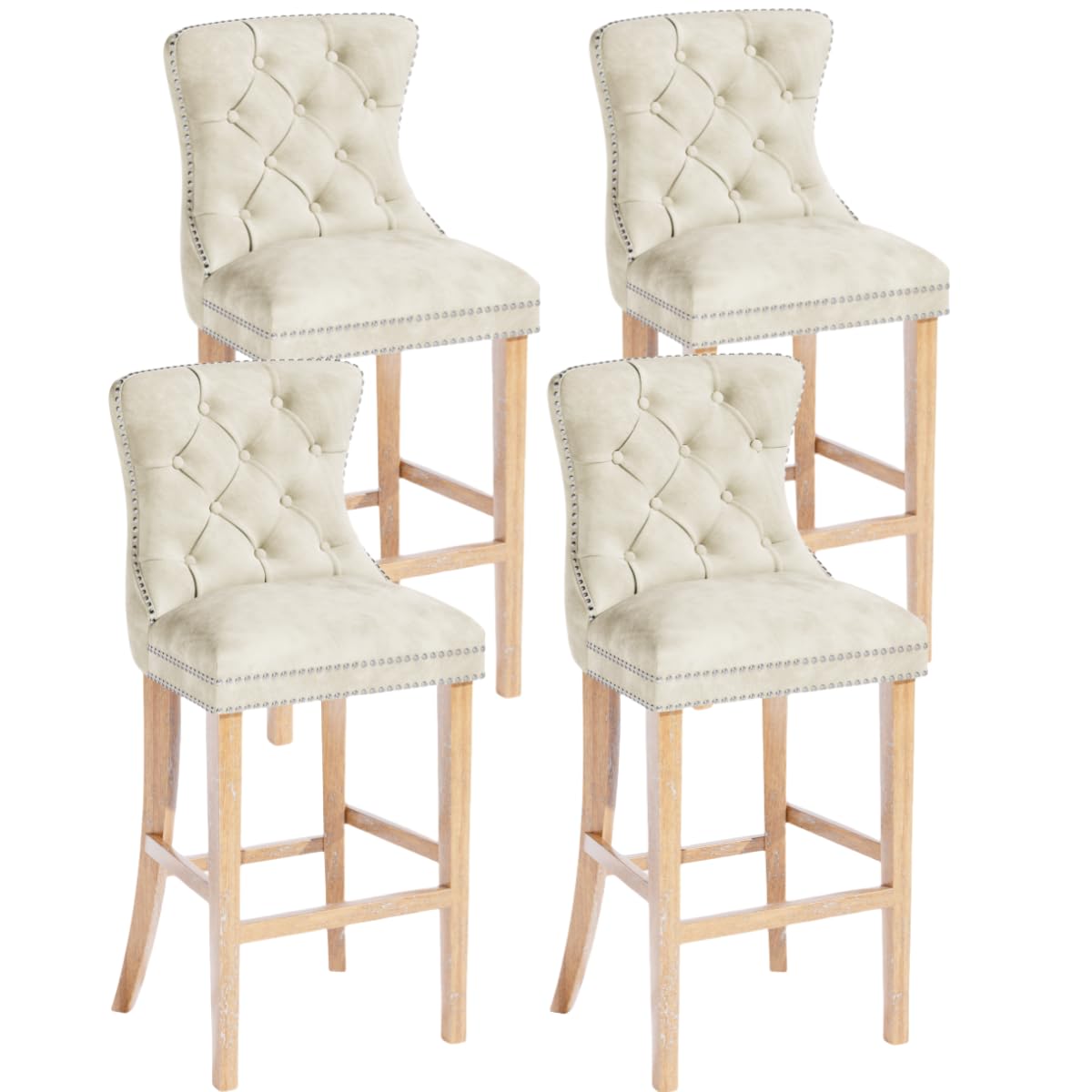 AWQM Velvet Tufted Counter Height Bar Stool Set of 4