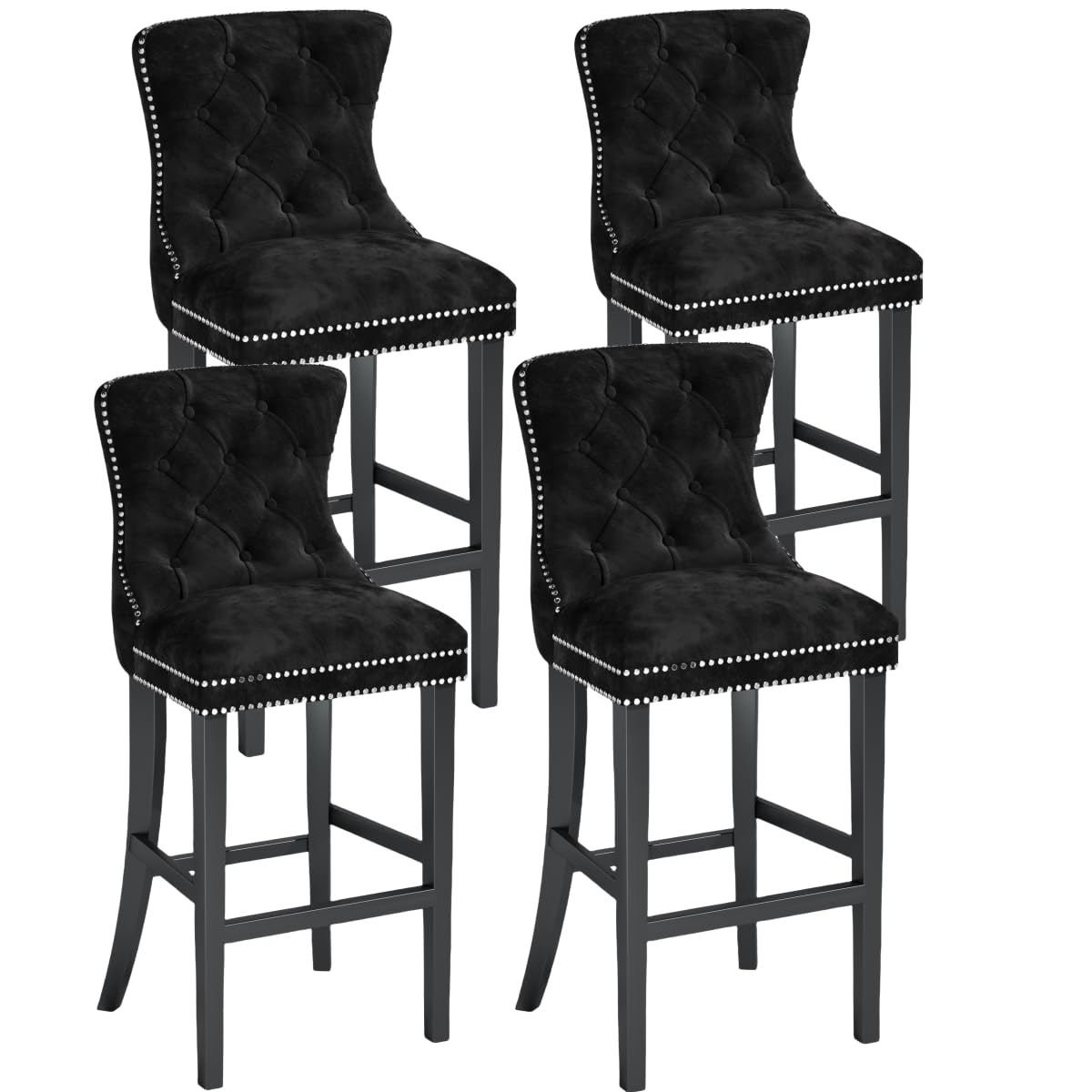 AWQM Velvet Tufted Counter Height Bar Stool Set of 4
