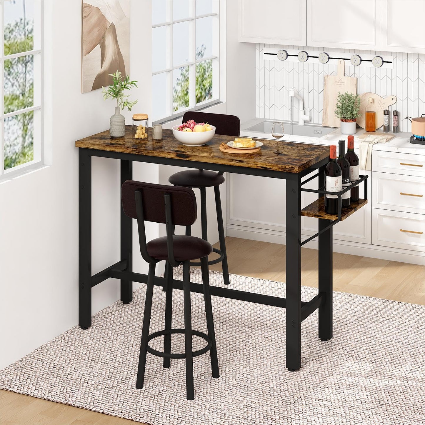 AWQM 2 Person Dining Table Set, Small Kitchen Table Set, Bar Table and Chairs Set of 3
