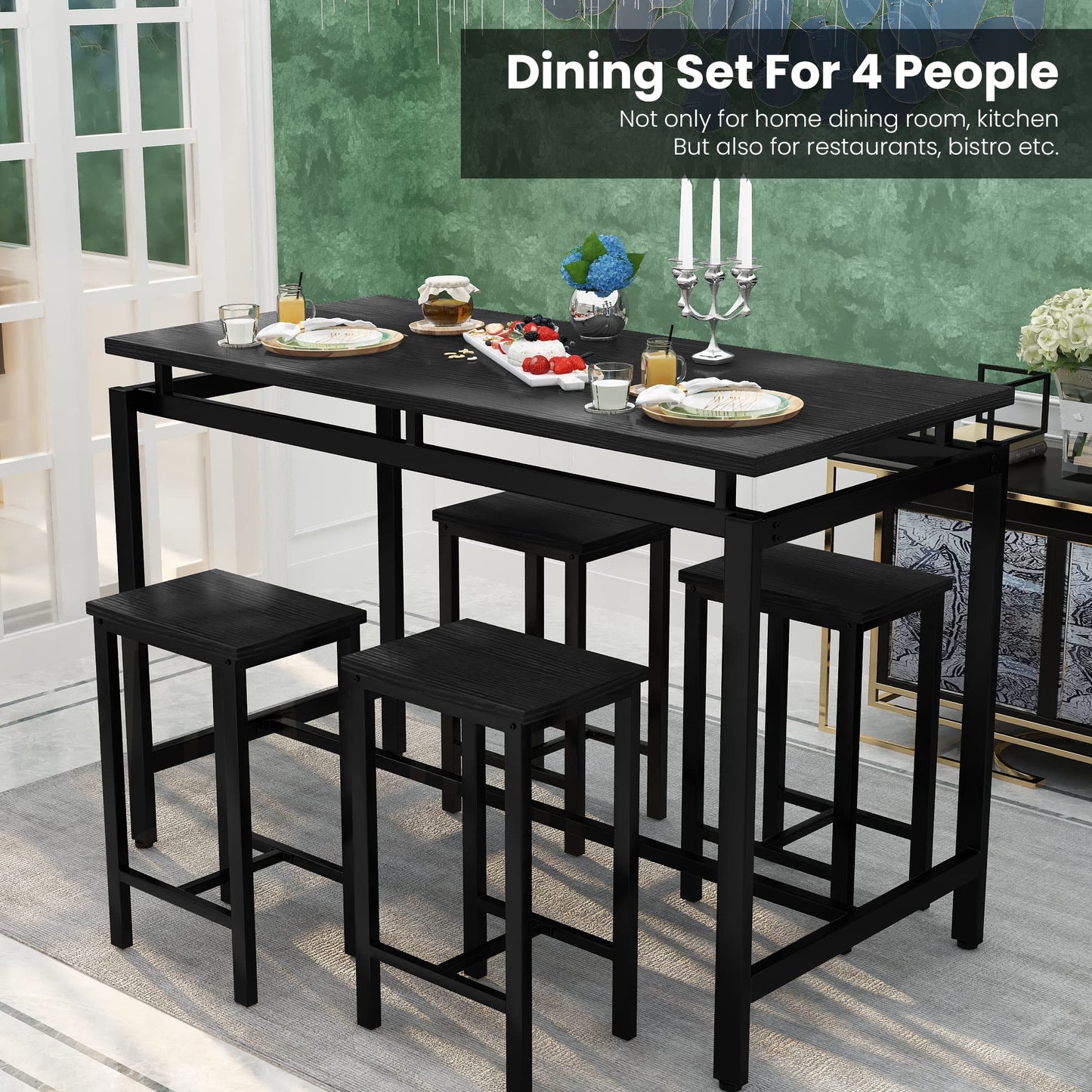 AWQM Modern Kitchen Dining Table and Chairs 4 Dining Table Set