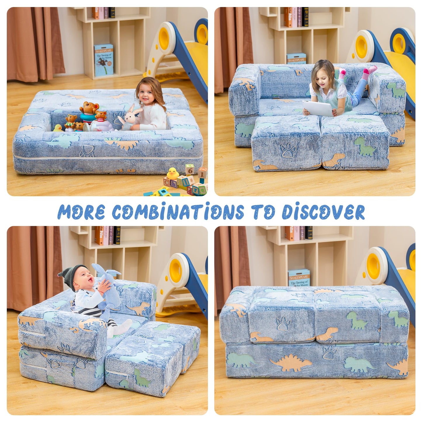 AWQM Foldable modular children's play sofa, glow-in-the-dark children's play sofa
