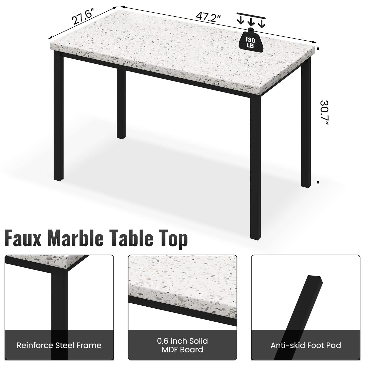 AWQM faux marble dining table and chairs
