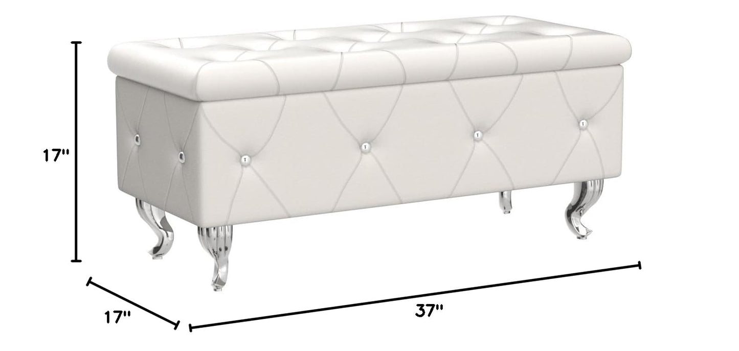 AWQM Upholstered Storage Bench, Safety Hinged Tufted Bed Bench