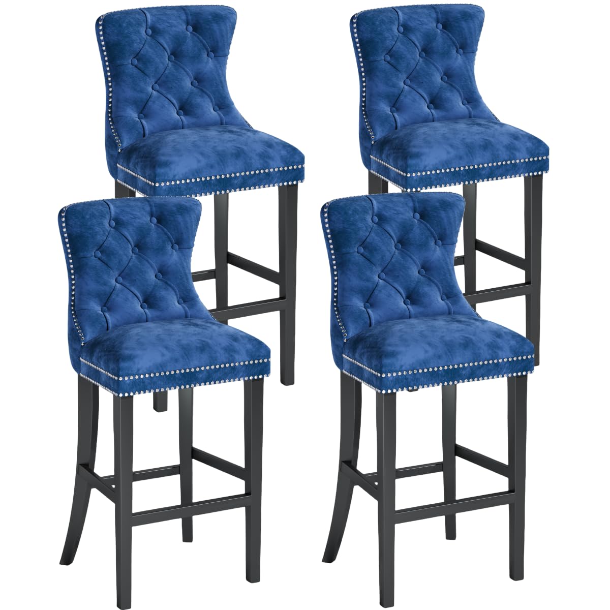 AWQM Velvet Tufted Counter Height Bar Stool Set of 4