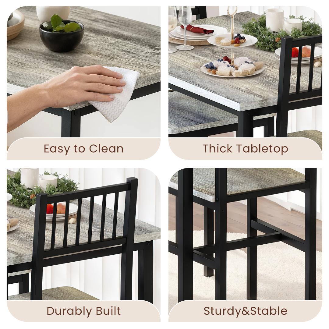 AWQM Piece Dining Table Set, Industrial Kitchen Table and 2 Chairs with Metal Frame, Dining Room Table Set, Breakfast Table Set for Small Space, Dining Room, Kitchen, Rustic Brown
