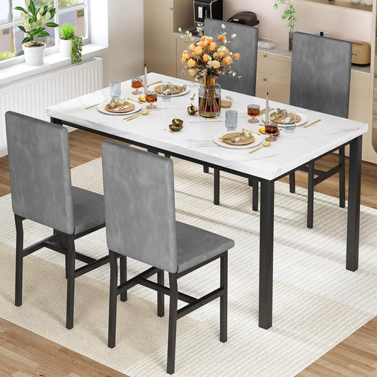 Upgrade Your Dining Experience: Marble 4-Person Table!