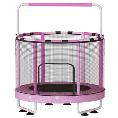 AWQM 55" 7-in-1 Round Trampoline for Kids Boys & Girls Ages 1-8, Indoor & Outdoor Trampoline for Fun, Adjustable Height Handrail ＆ Enclosed Safety Net ＆ Durable Designs for Toddlers Children