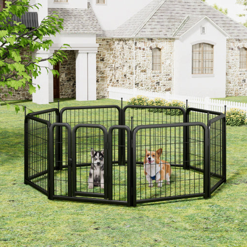 AWQM Outdoor Dog Fence, 8 Piece Dog Fence 24 Inch Small Dog Pet Pen