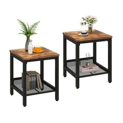 AWQM Industrial Coffee Table with 2 Square Side Tables