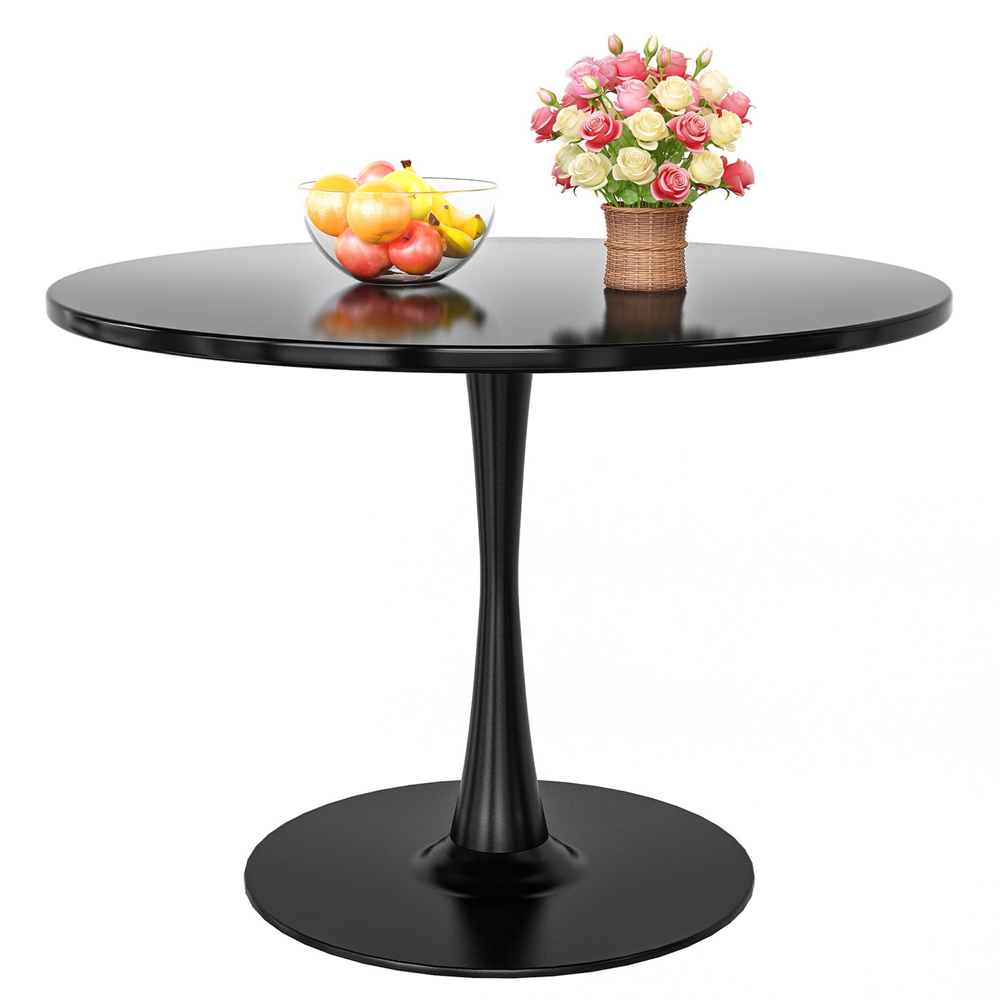 AWQM 39" Round Dining Table – Modern MDF Top with Metal Pedestal Base, Tulip Style Table for 4-6 People