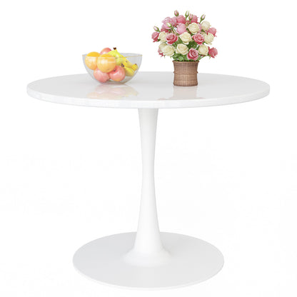 AWQM 39" Round Dining Table – Modern MDF Top with Metal Pedestal Base, Tulip Style Table for 4-6 People