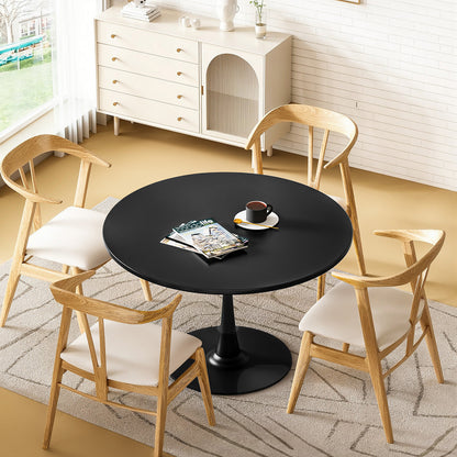 AWQM 39" Round Dining Table – Modern MDF Top with Metal Pedestal Base, Tulip Style Table for 4-6 People