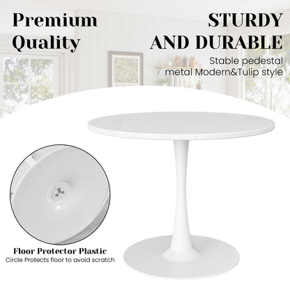 AWQM 39" Round Dining Table – Modern MDF Top with Metal Pedestal Base, Tulip Style Table for 4-6 People