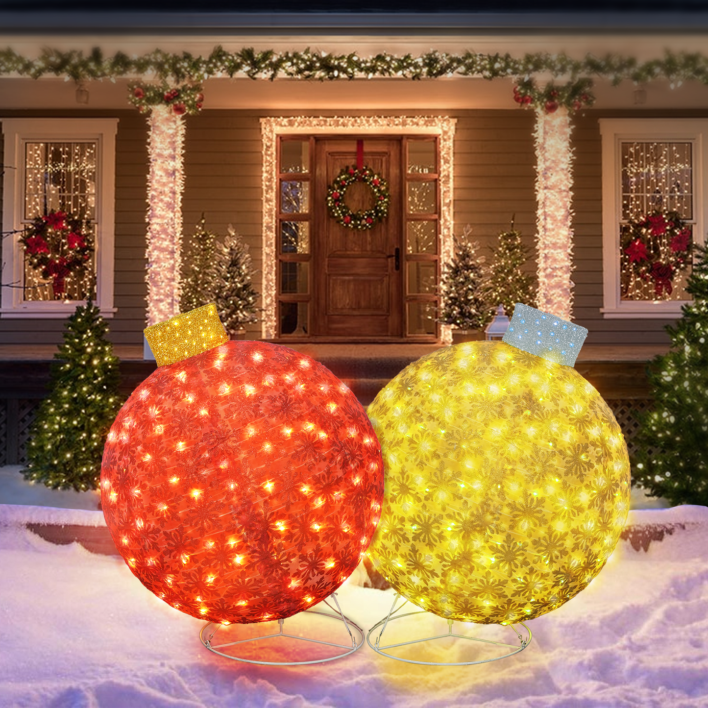 AWQM  2 Piece Light Up Pop Up Christmas Decorations Outdoor Holiday Decorations