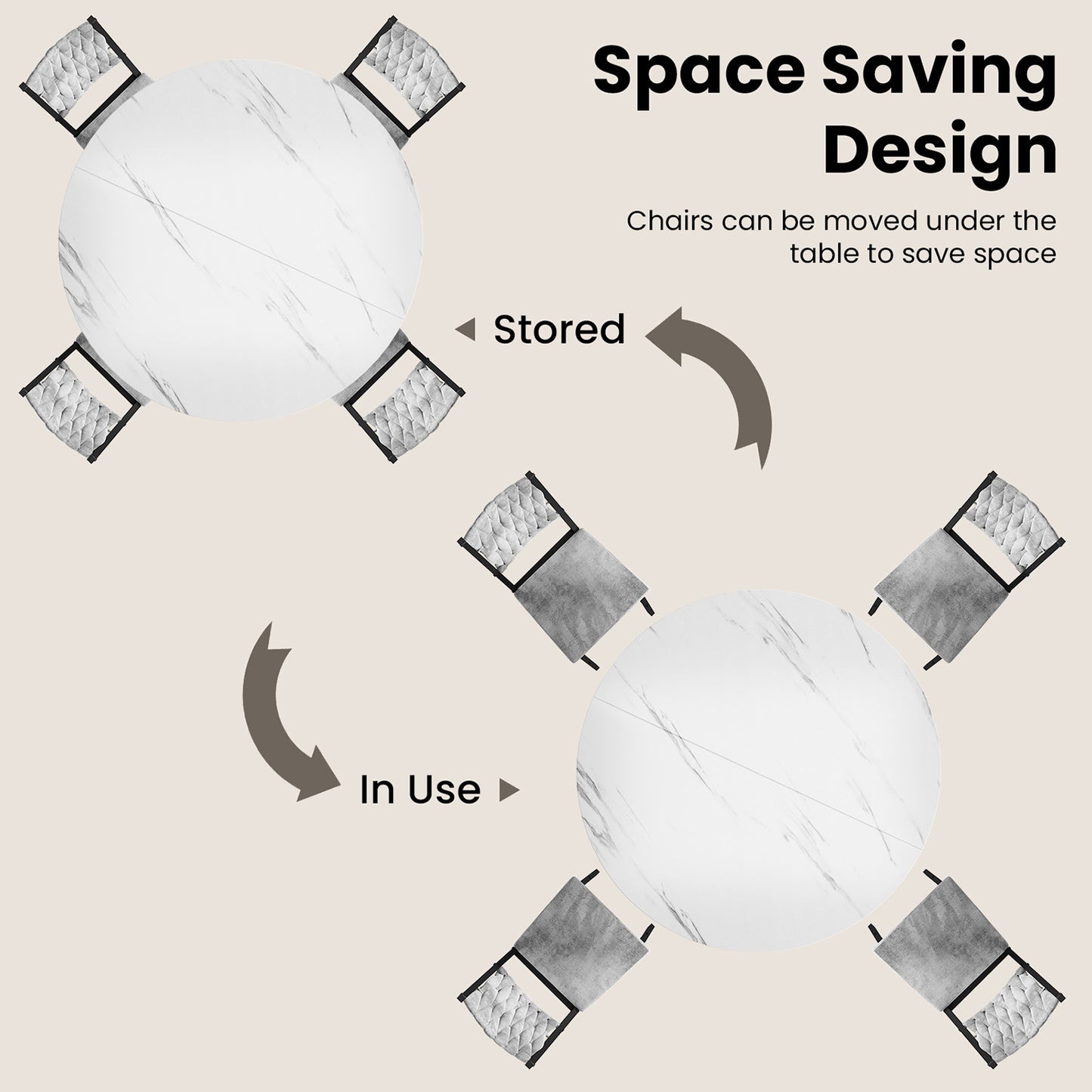 AWQM Round Dining Table Set for 4, Kitchen Dining Table Set, Round Dining Table Set for Small Space.
