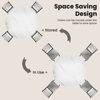 AWQM Round Dining Table Set for 4, Kitchen Dining Table Set, Round Dining Table Set for Small Space.