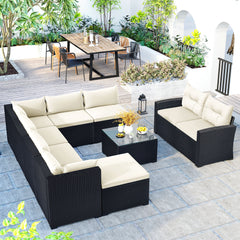 9-piece Outdoor Patio Large Wicker Sofa Set