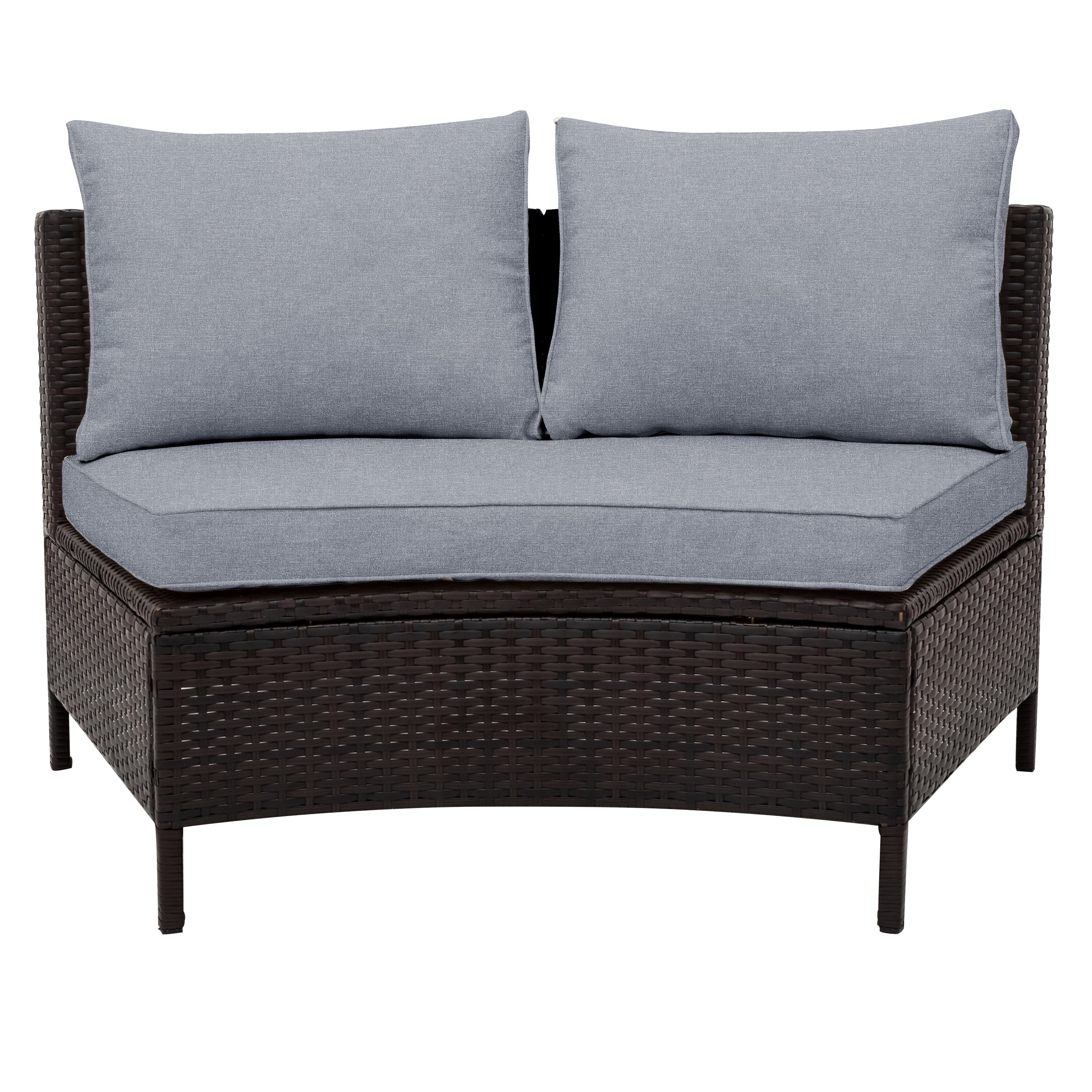5 Pieces All-Weather Brown PE Rattan Wicker Sofa Set