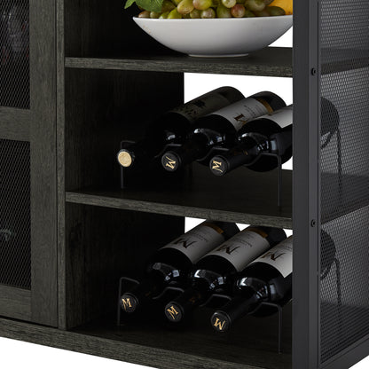 AWQM Industrial Bar Cabinet Wine Storage Cabinet Dining Cabinet with Wine Rack and Tall Glass Holder