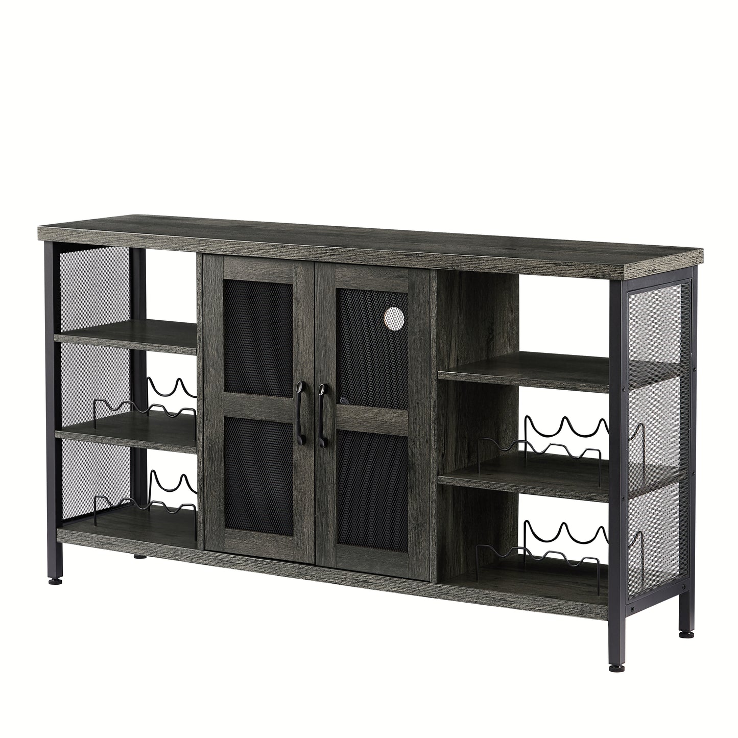 AWQM Industrial Bar Cabinet Wine Storage Cabinet Dining Cabinet with Wine Rack and Tall Glass Holder