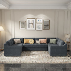 U-Shaped Large Grey Sectional Sofa