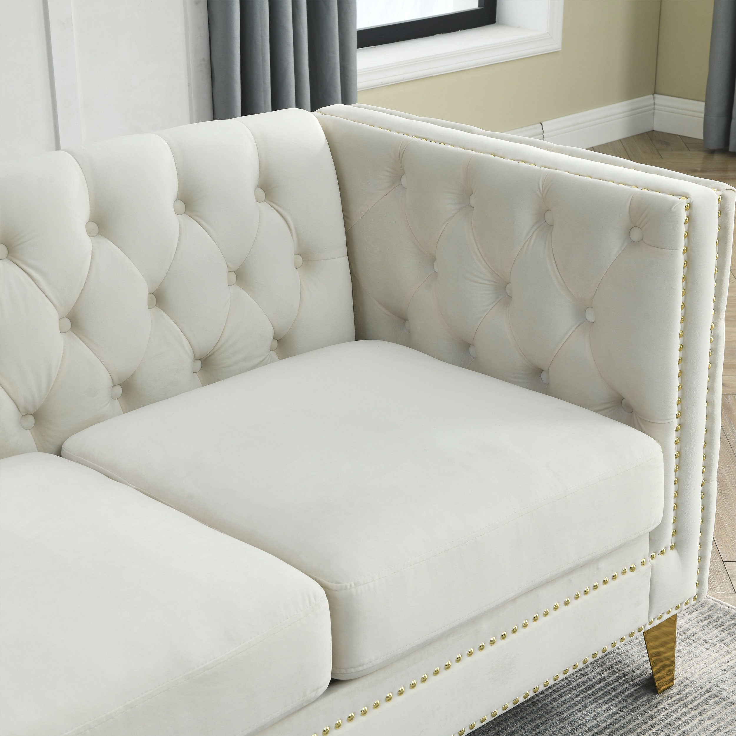 L-Shaped Chesterfield Sectional Sofa