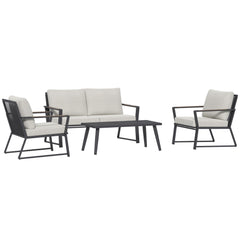 Outdoor Garden Sofa Set with Armchairs, Loveseat, Coffee Table and Cushions