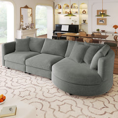 Cuved Polyester Dark Grey Sectional Sofa