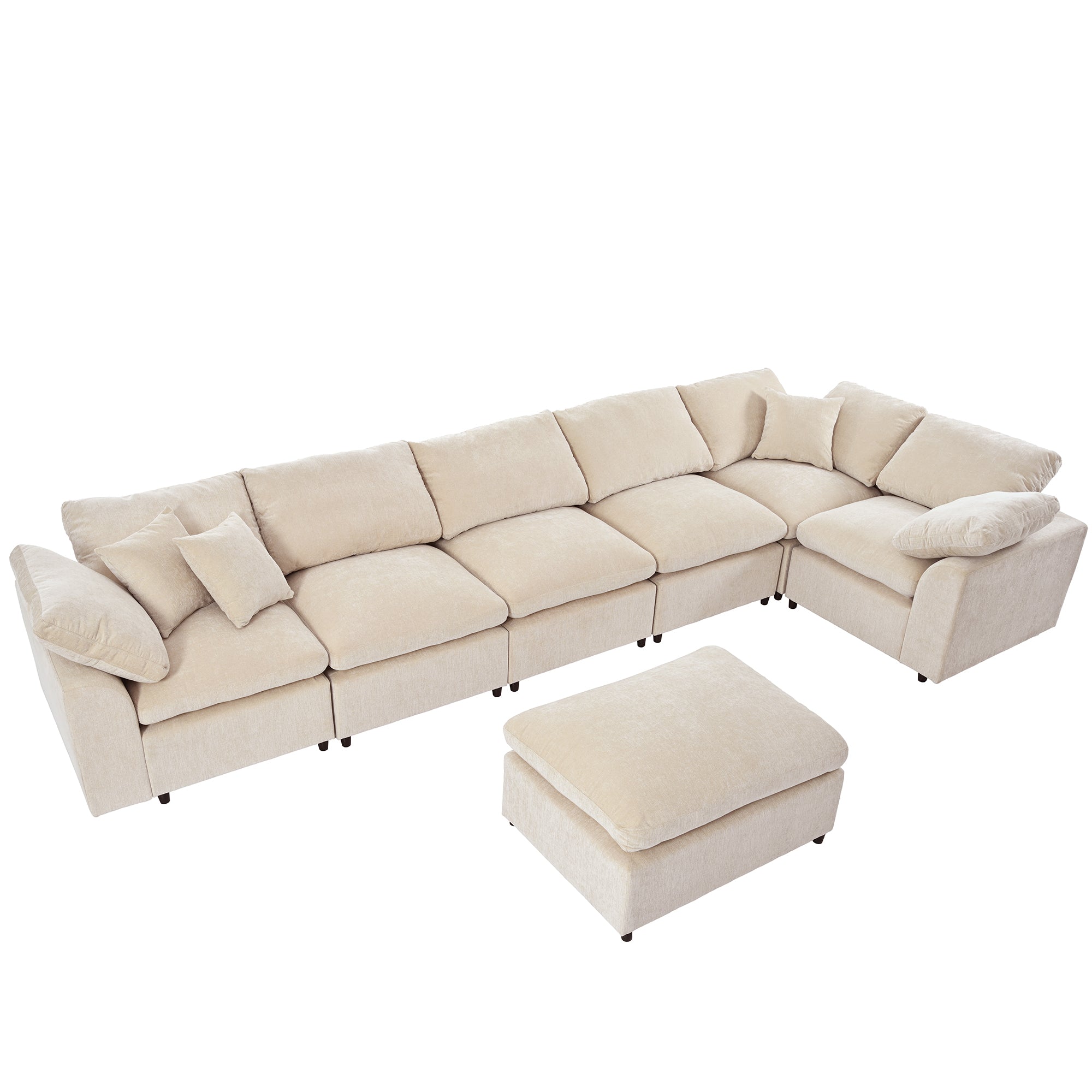 U_Style Oversized Modular Sectional Sofa with Ottoman