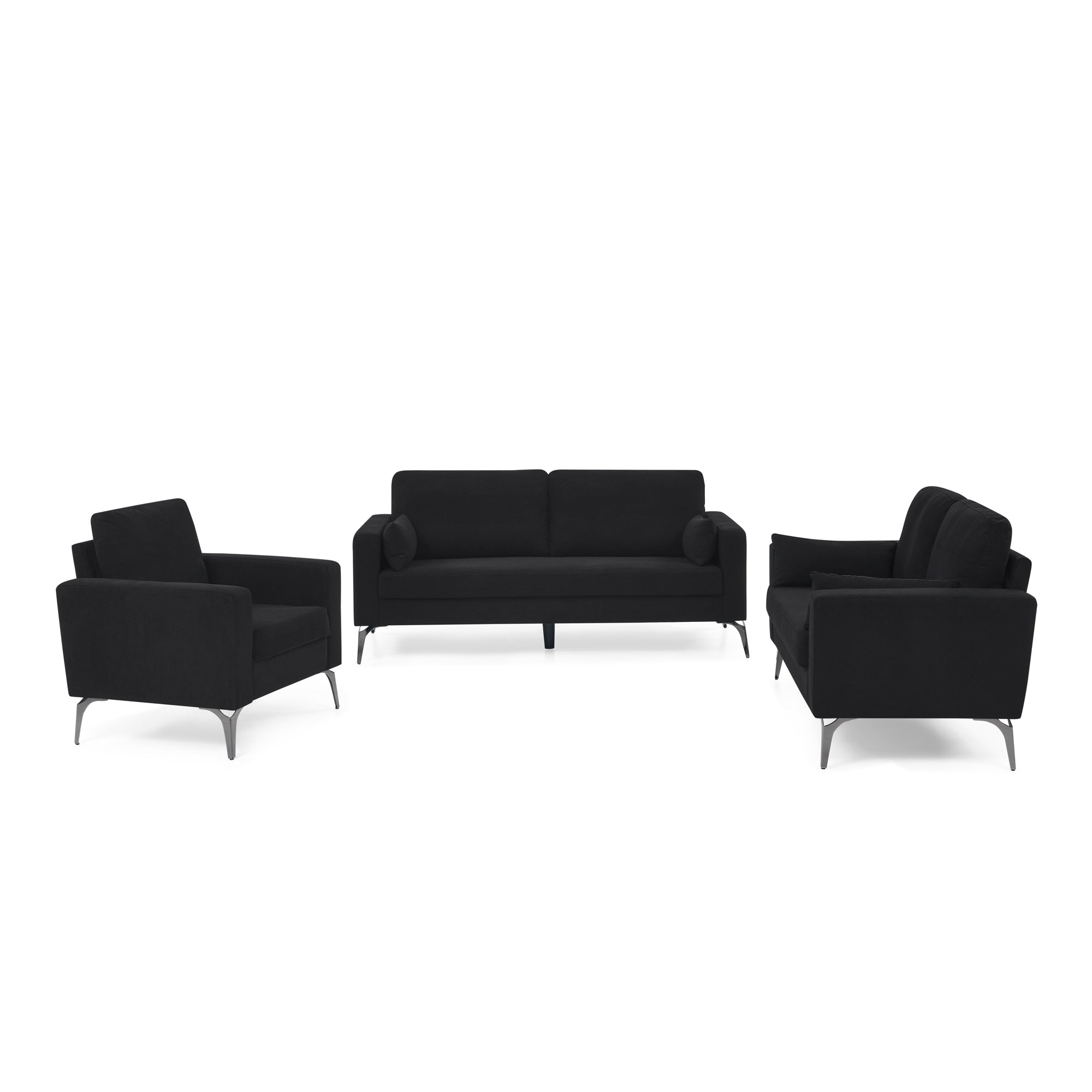3 Piece Corduroy Sofa Set, including 3-Seater Sofa, Loveseat and Sofa Chair