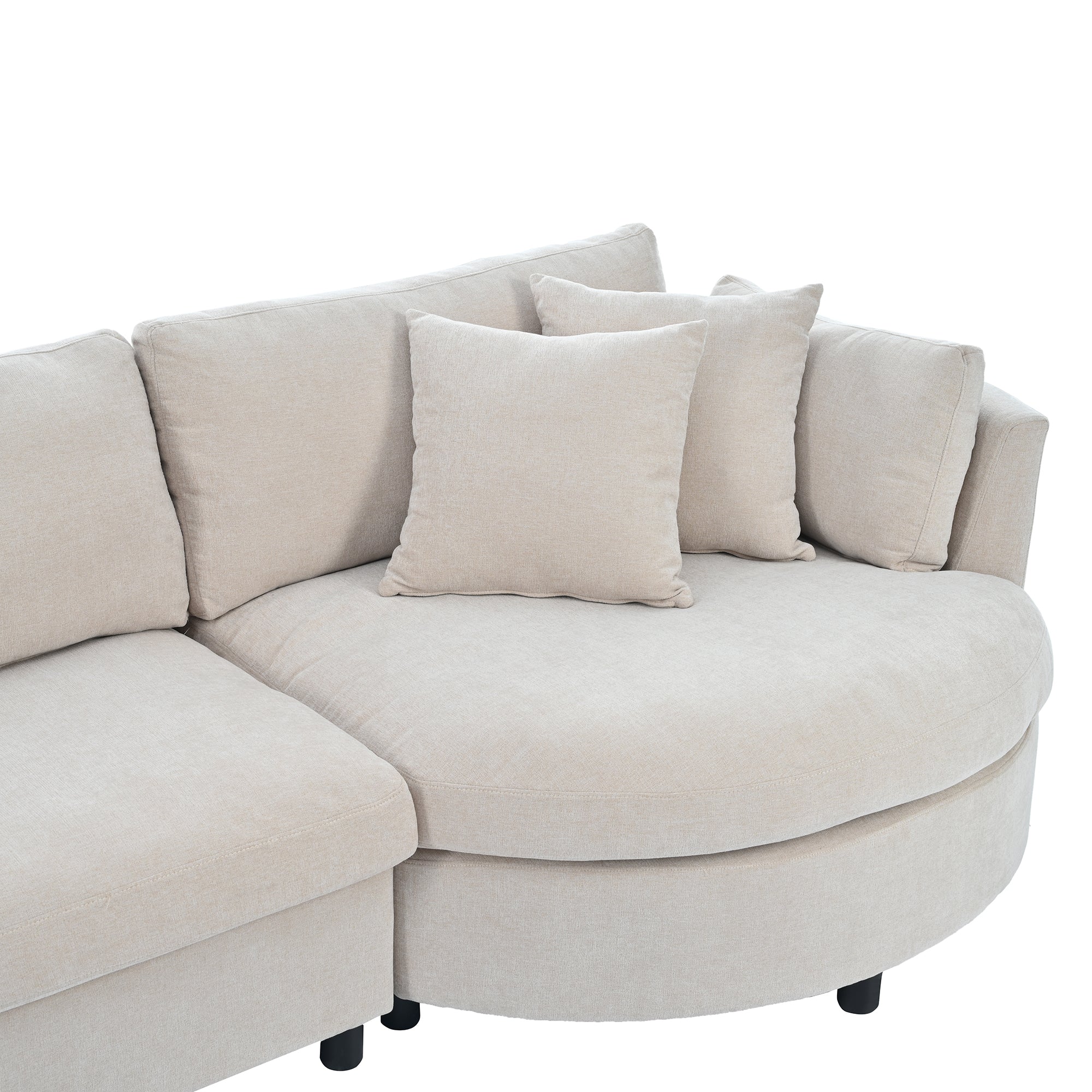 Cuved Polyester Beige Sectional Sofa