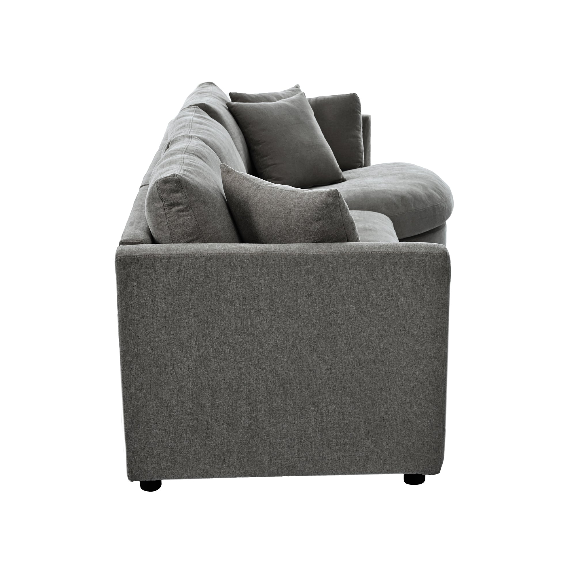 Cuved Polyester Dark Grey Sectional Sofa