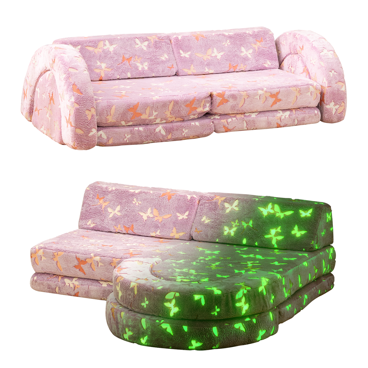 AWQM Modular Kids Play Sofa, Glow-in-the-Dark Nugget Sofa, 28D Sponge Kids Sofa