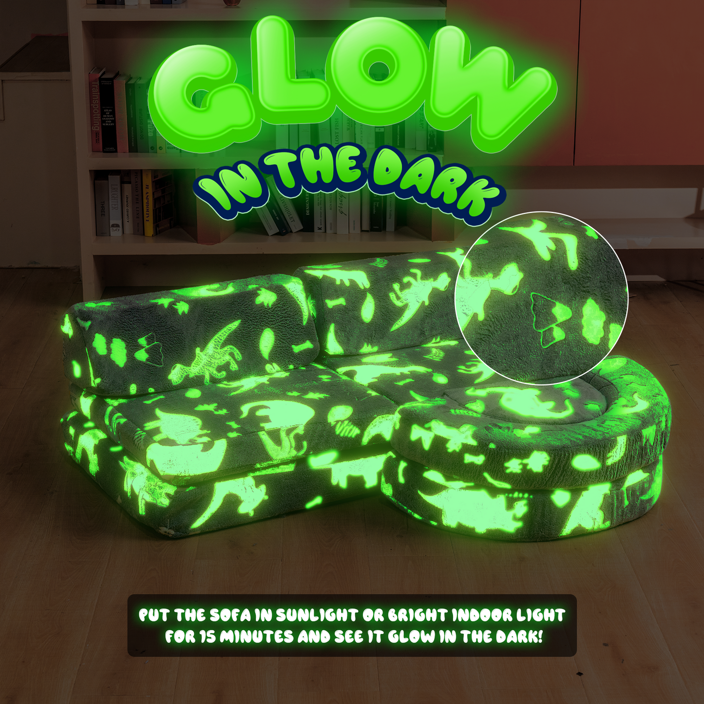 AWQM Modular Kids Play Sofa, Glow-in-the-Dark Nugget Sofa, 28D Sponge Kids Sofa