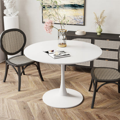 AWQM 39" Round Dining Table – Modern MDF Top with Metal Pedestal Base, Tulip Style Table for 4-6 People