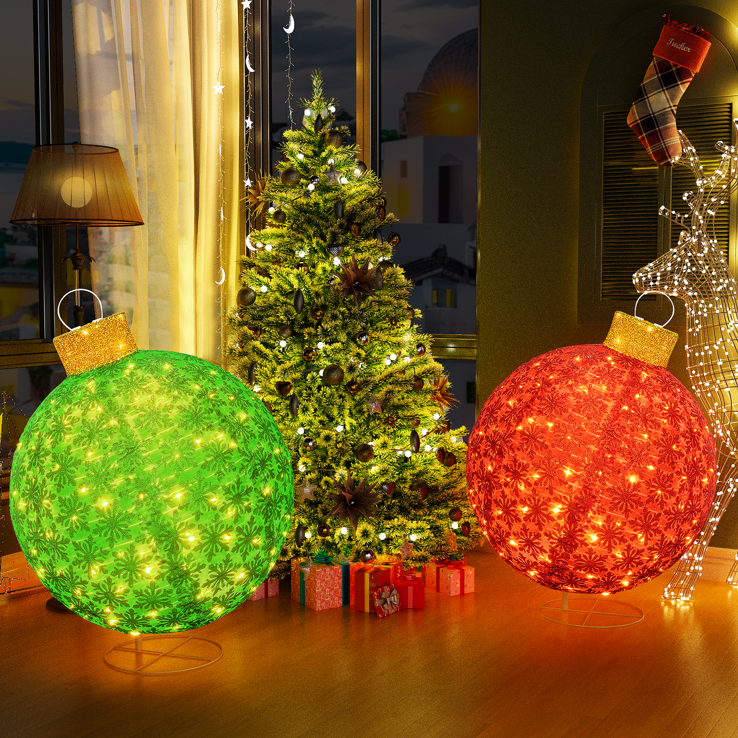 AWQM 2 Light Up Pop Up Retractable Christmas Decorations