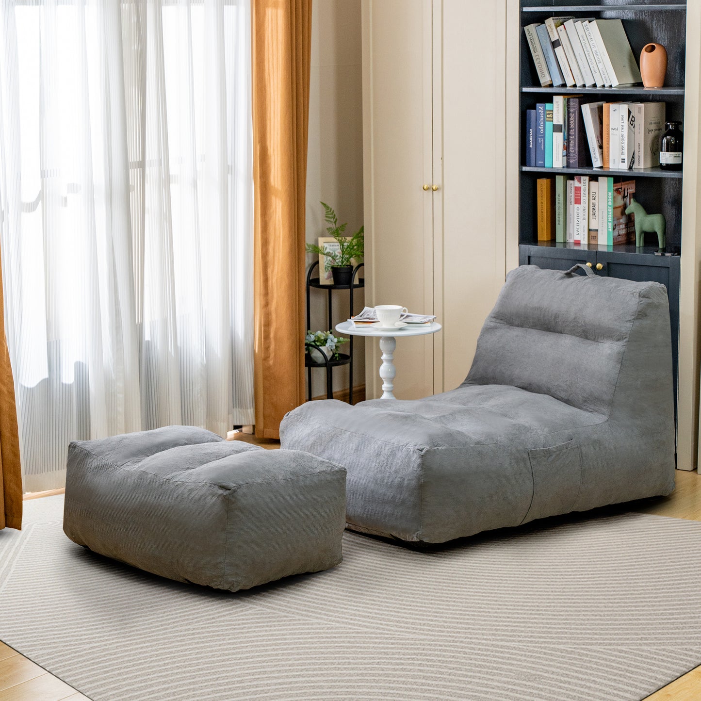 AWQM Oversized Bean Bag Adult Sofa Chair with Ottoman