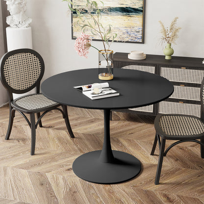 AWQM 39" Round Dining Table – Modern MDF Top with Metal Pedestal Base, Tulip Style Table for 4-6 People