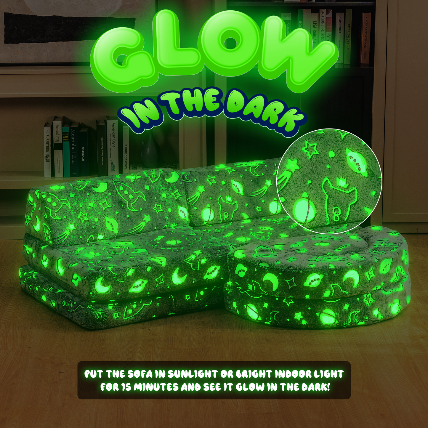 AWQM Modular Kids Play Sofa, Glow-in-the-Dark Nugget Sofa, 28D Sponge Kids Sofa