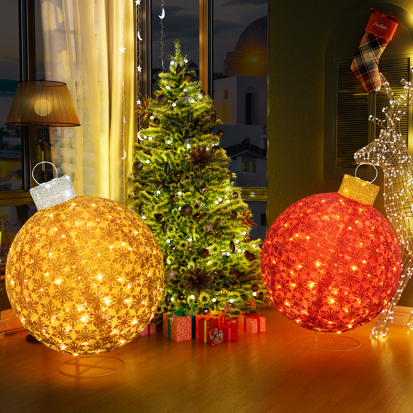 AWQM 2 Light Up Pop Up Retractable Christmas Decorations