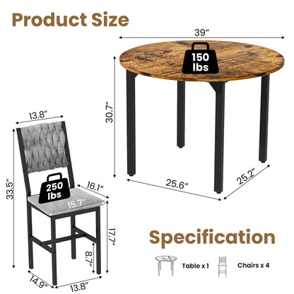 AWQM Round Dining Table Set for 4, Kitchen Dining Table Set, Round Dining Table Set for Small Space.